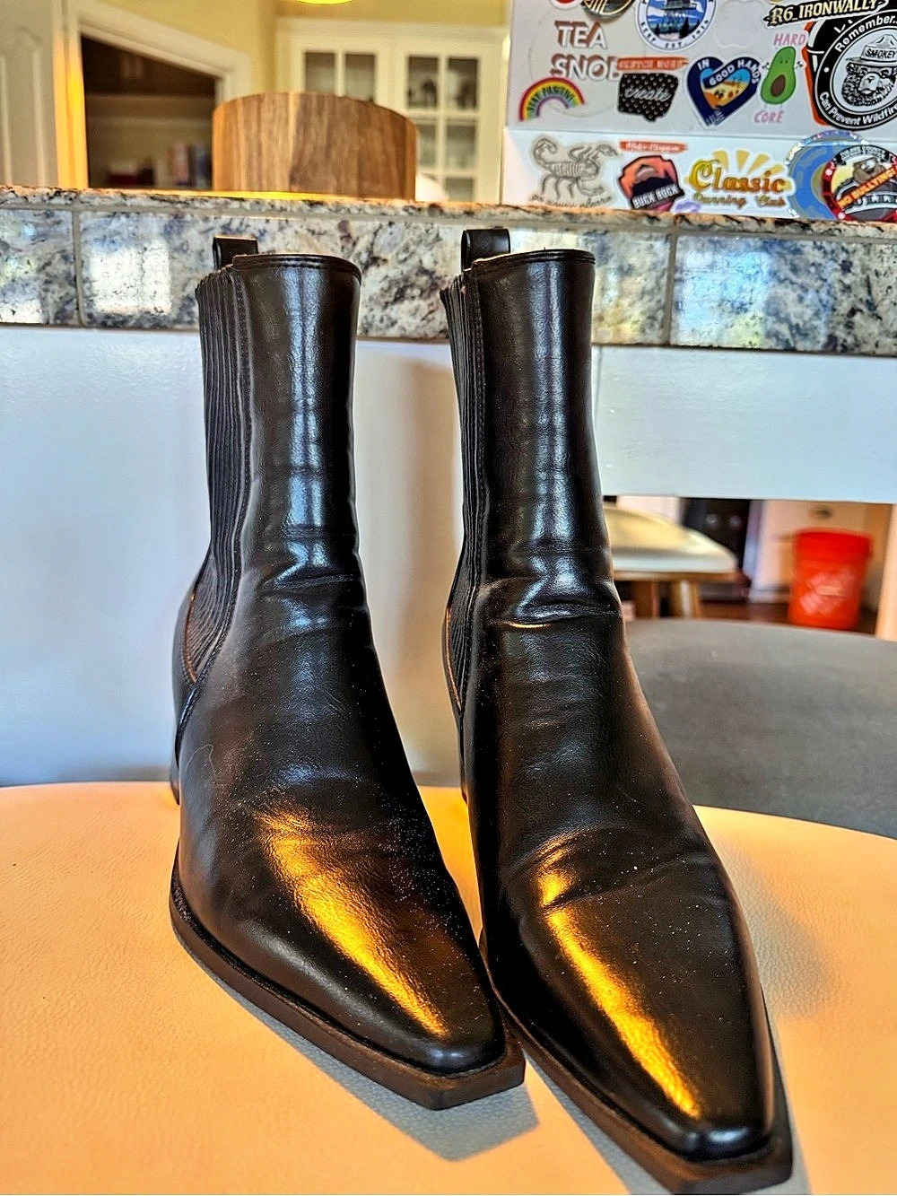 Tony Bianco Black Pointed-Toe Heeled Boots Like New